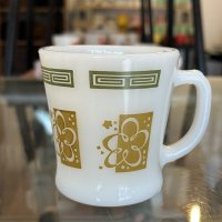 アブストラクトフラワー　緑・黄土